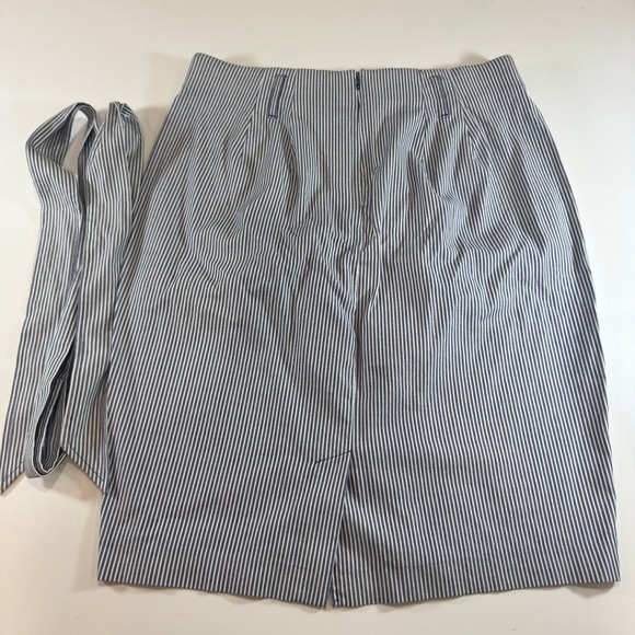 Lane Bryant Pinstripe Pencil Skirt with Tie Waist Navy White Womens Size 16 - Picture 4 of 11